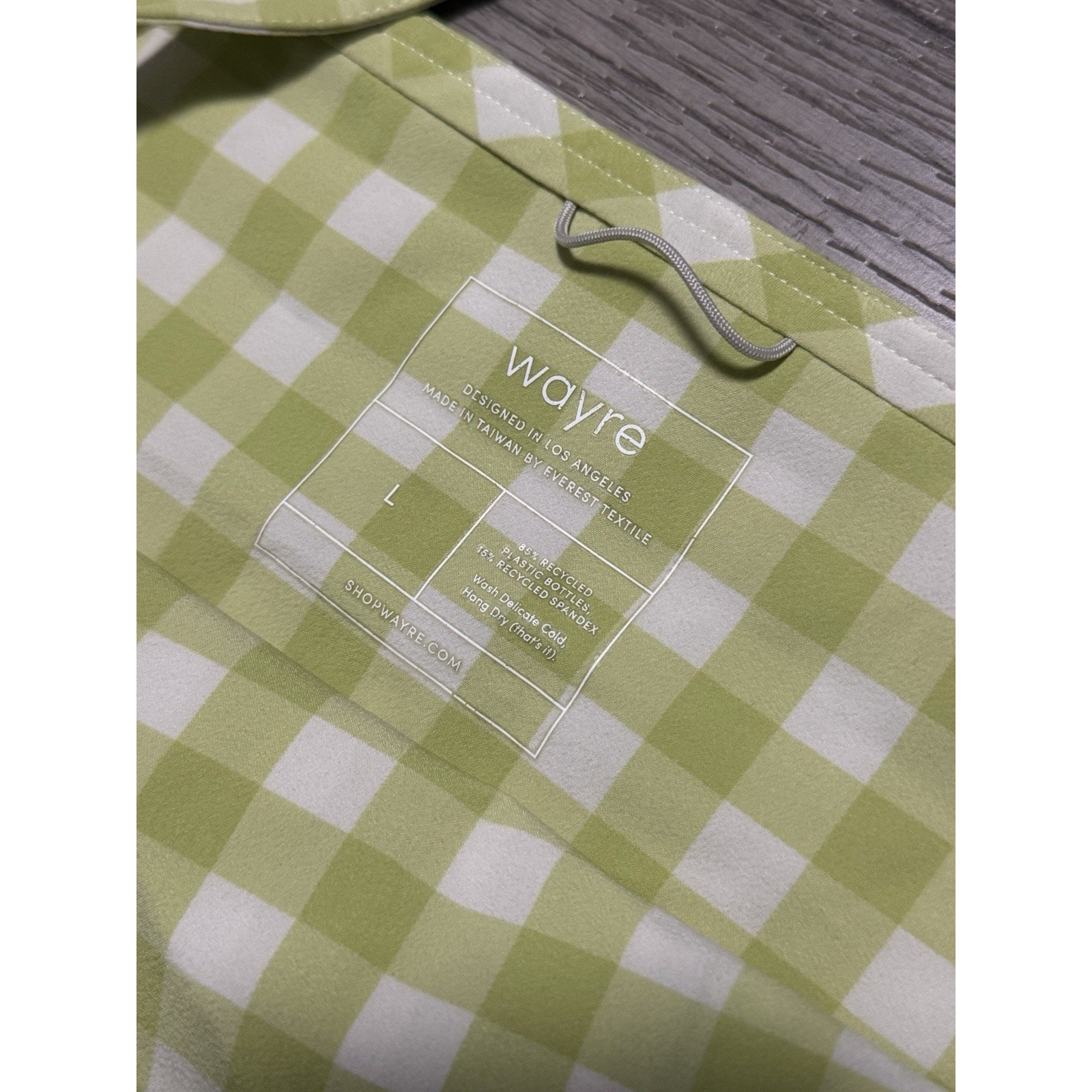 $169 Wayre Sevilla Sleeveless Shift Dress Lime Green Gingham Print L Euc Pockets — image 3 of 8